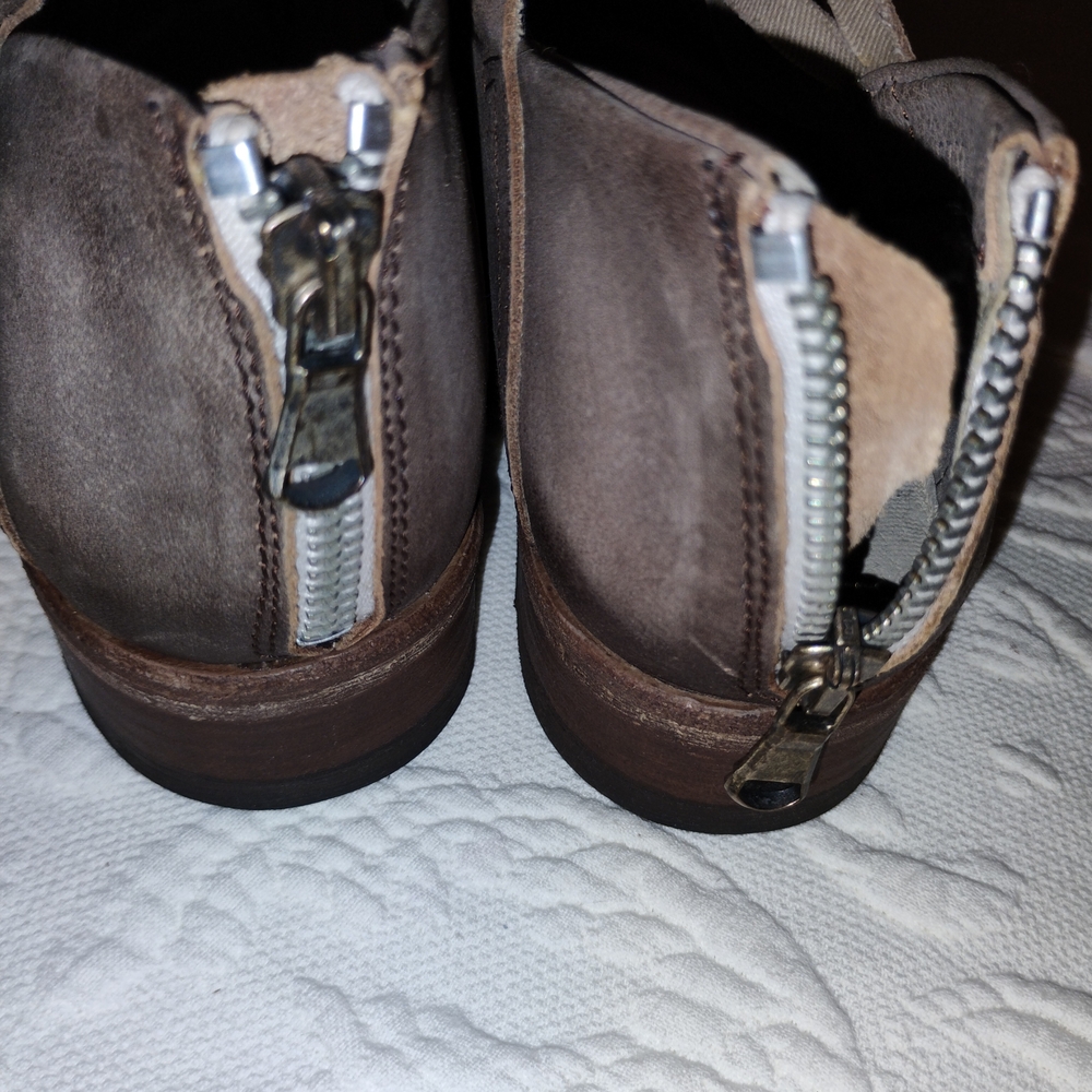 Free People Beige Leather Suede Ankle Boots - Picture 5 of 7
